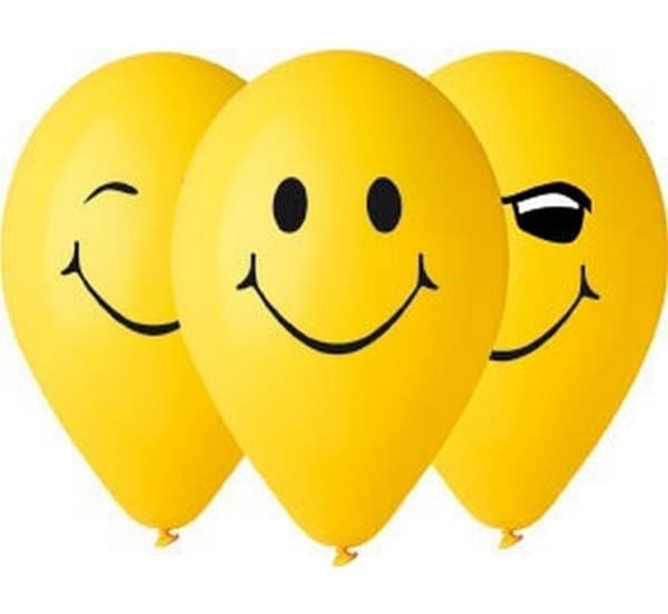 Emoji Smileys Gula Ballonger, 5 st 12 tum (30 cm)
