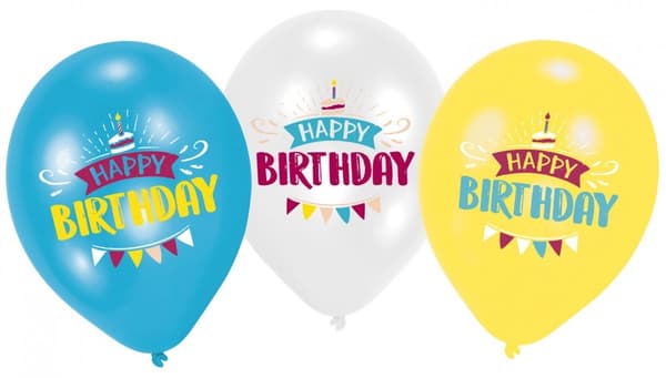 Brun Happy Birthday-ballong, 6 st, 11 tum (27,5 cm)
