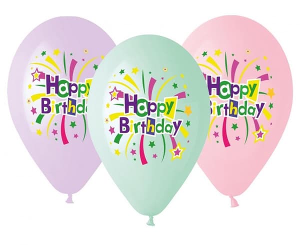 Serpentinballonger Happy Birthday 5 st 13 tum (33 cm)