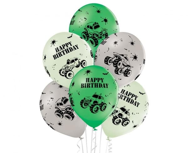 Monster Truck ballonger, 6 st, 30 cm (12 tum)