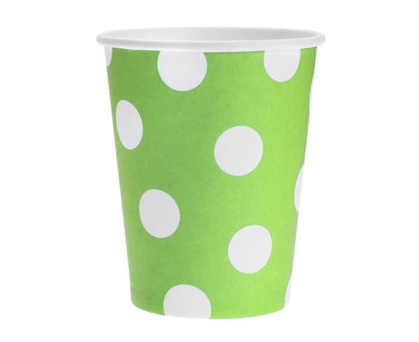 Gröna Pappersmuggar med Prickar Set om 6 st 270 ml