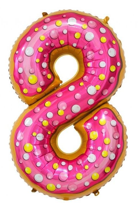 Nummerballong 8 i cookie-mönster, folie - 78 cm