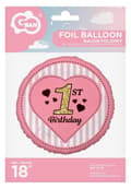 Pikkukuva 2 / 2: Första födelsedagen Rosa folieballong 36 cm