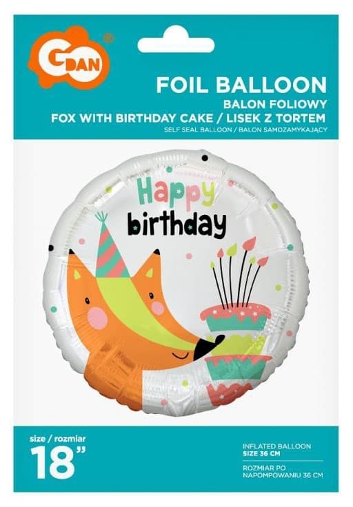 Happy Birthday Fox Folieballong 36 cm