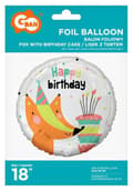 Miniatyrbild 2 av 2: Happy Birthday Fox Folieballong 36 cm