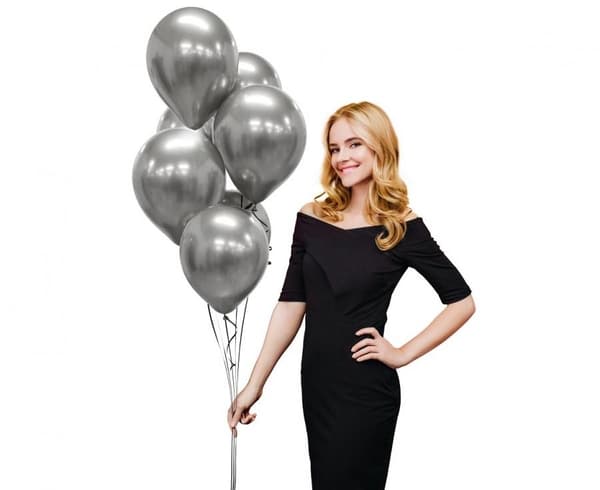 Platinagrå färg, grå ballonger, 7 stycken 30 cm (12 tum)