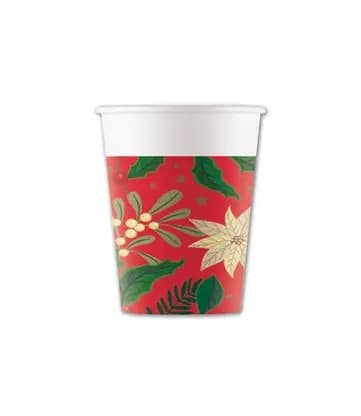 Julkort Poinsettia i pappersmugg 8 st 200 ml FSC