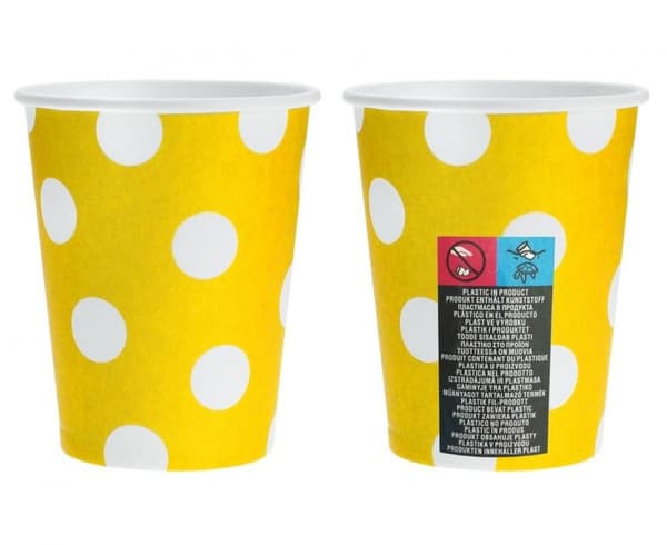 Gula Pappersmuggar med Prickar, 6 st, 270 ml