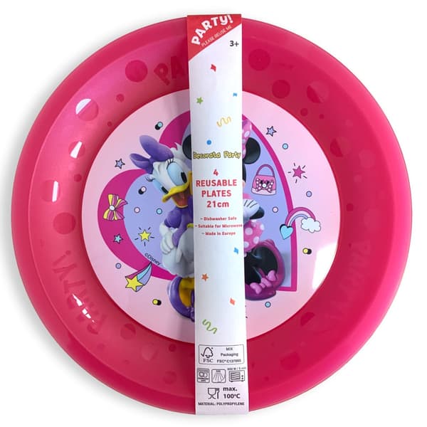Set med 4 stycken Disney Minnie Junior mikropremium plastmattallrikar, 21 cm