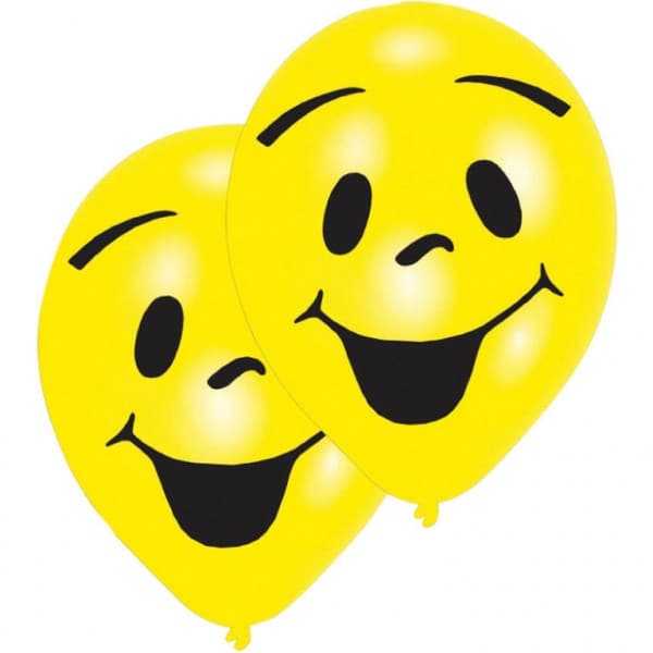 Emoji Smiley ballong, 8 st, 10 tum (25,4 cm)