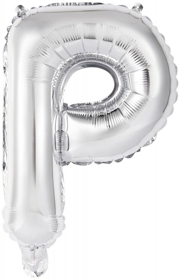 Silvrigt P-balloong 45 cm i numret Silver