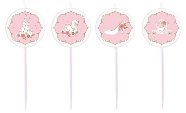 Mini tårtljus med Prinsessa Swan, set med 4 stycken ljus