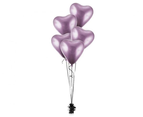 Platinum Light Purple Hjärta Ballonger, 12 tum (30 cm), 6-pack