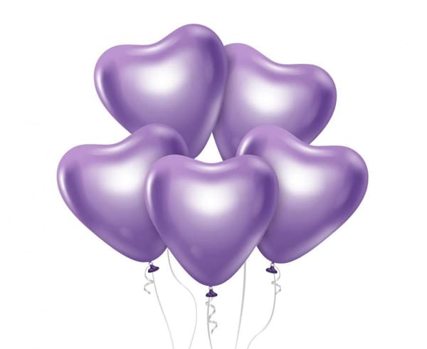 Platinum Light Purple Hjärta Ballonger, 12 tum (30 cm), 6-pack
