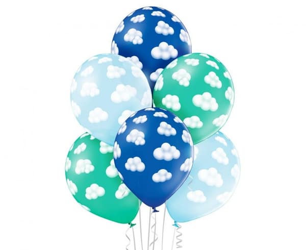 Ballongset med Baby Fluffy Clouds för pojkar, 6 delar, 12 tum (30 cm)