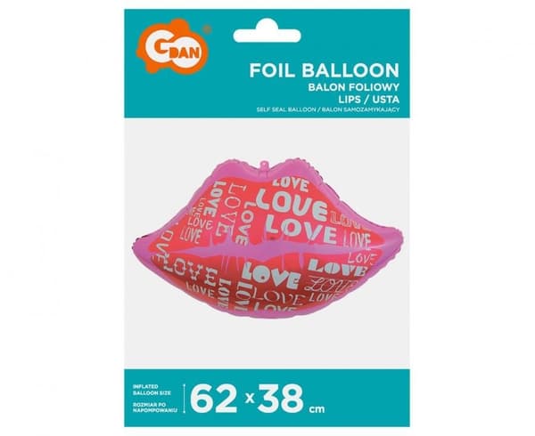 Love Lips och Love folieballong 62 cm