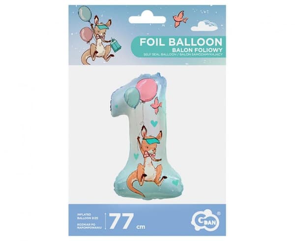 Känguru Happy Birthday Nummer 1 Folieballong 77 cm