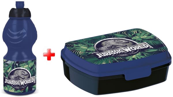 Jurassic World vattenflaska och matslåda set med tropiskt tema
