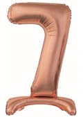 Pikkukuva 1 / 2: Roséguldig siffra 7 folieballong med bas, 74 cm