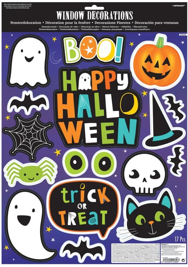 Fönsterklistermärken för Halloween - Set med 17 delar