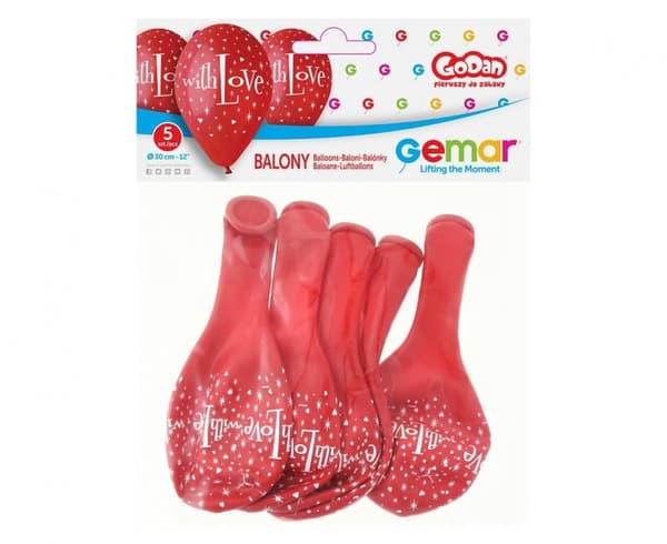 Love With Love-ballonger, 5 st, 12 tum (30 cm)