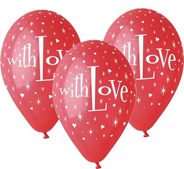 Love With Love-ballonger, 5 st, 12 tum (30 cm)