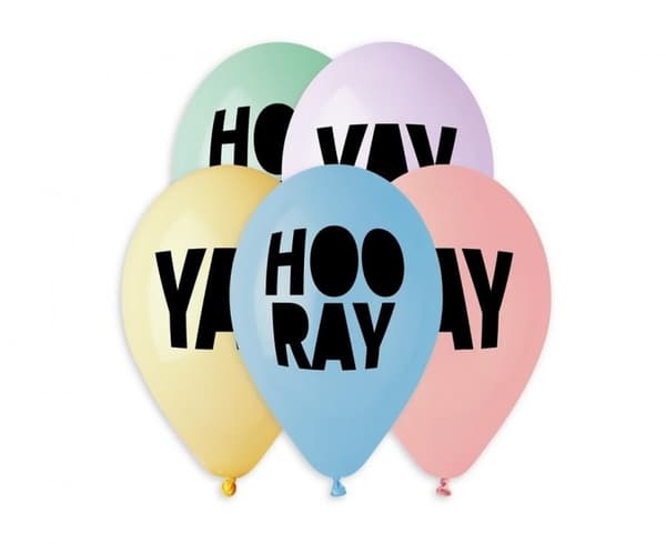 Party Hooray-ballonger, 5 st - 33 cm (13 tum)
