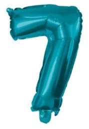 Mini 7 Nummer Folieballong Blå 10 cm