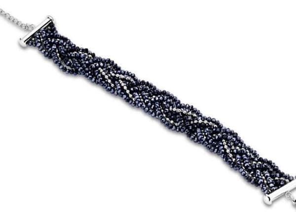 Victoria Mörkblå Beaded Armband i Silverfärg