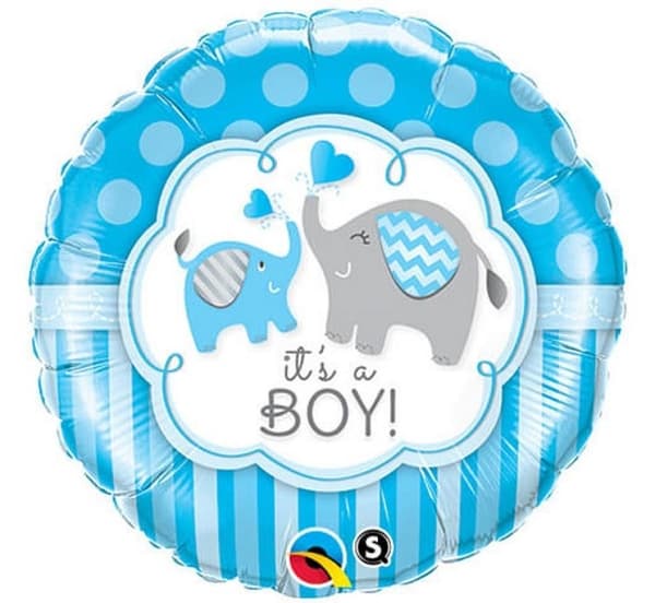 Foilballong 46 cm - "Happy Birthday Elephant" - Det är en pojke