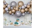 Miniatyrbillede 2 af 4: Ballongset med 65 delar i silver-guld, ballonger och girlang