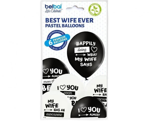 Bröllop Ballonger Bästa Frun Någonsin, Set om 6, 12 tum (30 cm)
