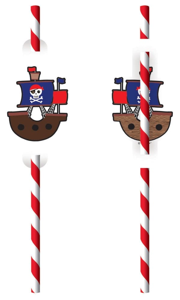 Piratskattkarta papperssugrör, 8-pack