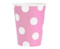 Miniatyrbilde 1 av 2: Set med 6 rosa papperskoppar med prickar, 270 ml