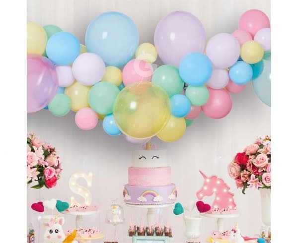 Pastellfärgade ballonger för baby, ballonggirlangset 65 delar