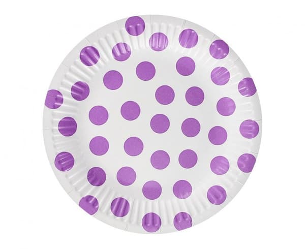 Lila Polka Dots Papperstallrikar 6 st 18 cm