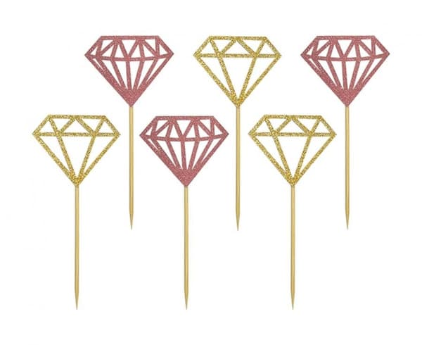 Bröllopsdekoration med diamanter - 6 stycken dekorativa pinnar