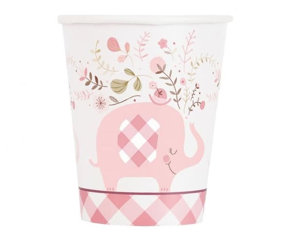 Elefantblommig rosa pappersmugg 8 st 266 ml