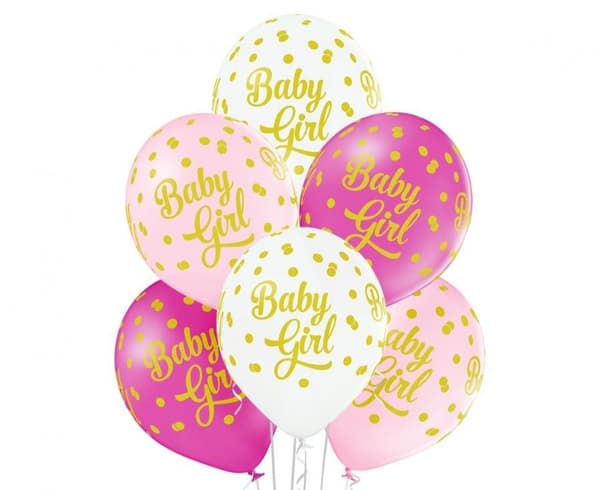 Baby Dots tjejballonger, 6 st, 12 tum (30 cm)
