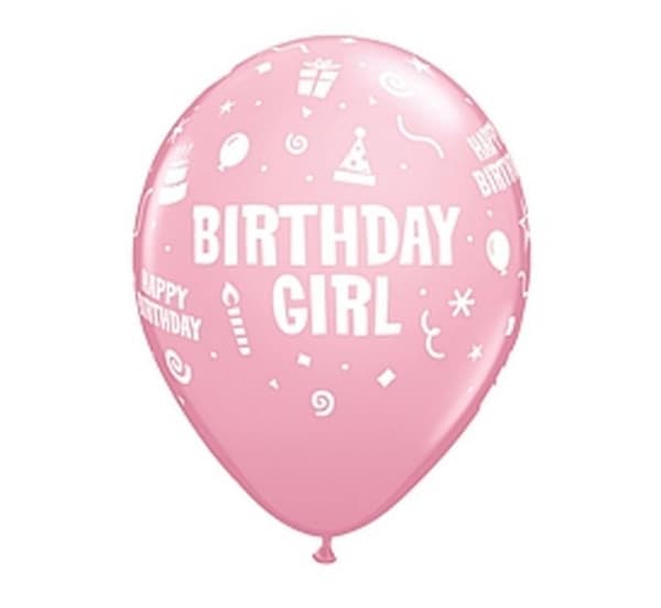 6 st rosa "Grattis på födelsedagen" ballonger för tjejer, 11 tum (28 cm)