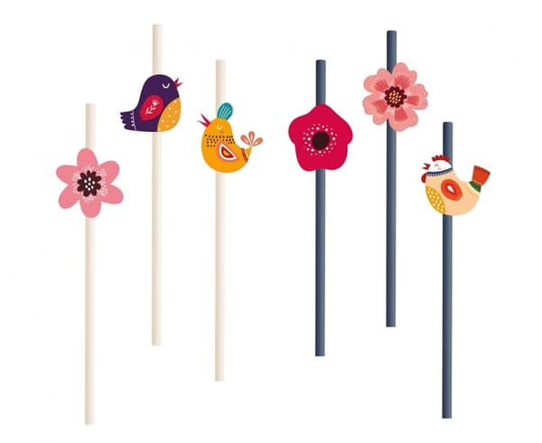 Papperst stråset med 6 stycken - Spring Have Fun