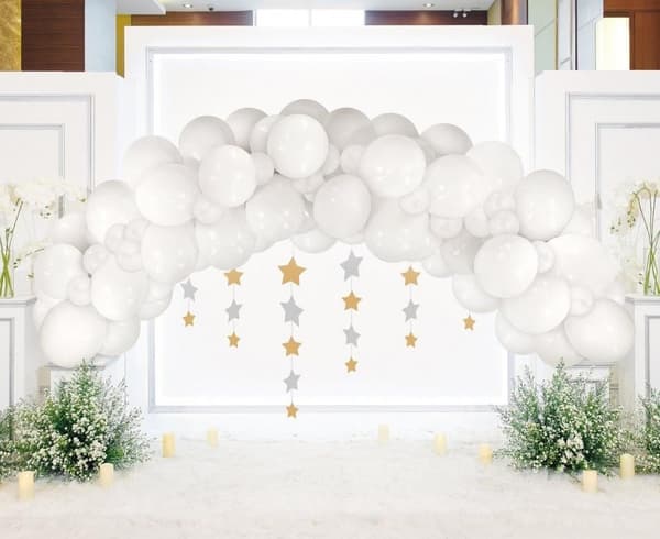 Vit ballong, ballonggirland set med 70 delar