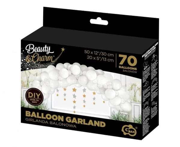 Vit ballong, ballonggirland set med 70 delar