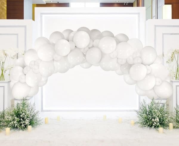 Vit ballong, ballonggirland set med 70 delar