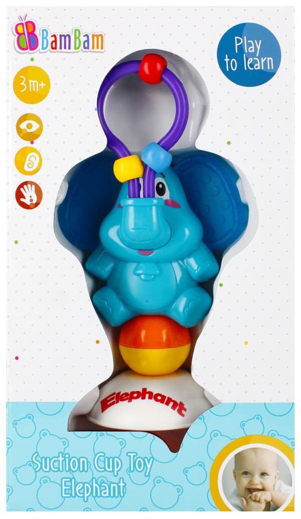 Babyleksak i form av elefant med sugkopp