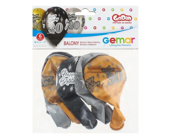 30 st Metallic Ballonger 12 tum (30 cm) – Grattis på Födelsedagen