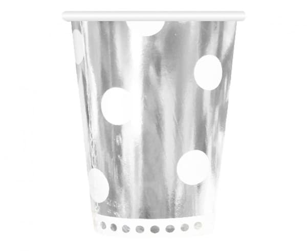 B&C Silver Pappersmuggar med Polkadots – 6 stycken, 266 ml