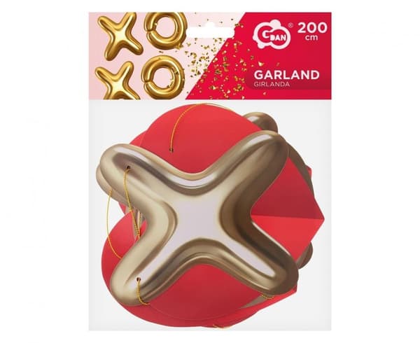 XOXO Röd Pappersgirlang 200 cm - Kärlek XOXO