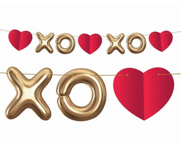 XOXO Röd Pappersgirlang 200 cm - Kärlek XOXO