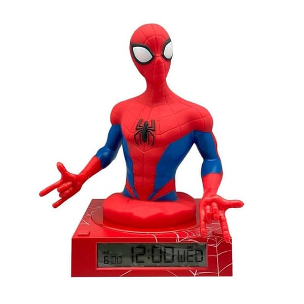 Spiderman 3D nattlampa och väckarklocka